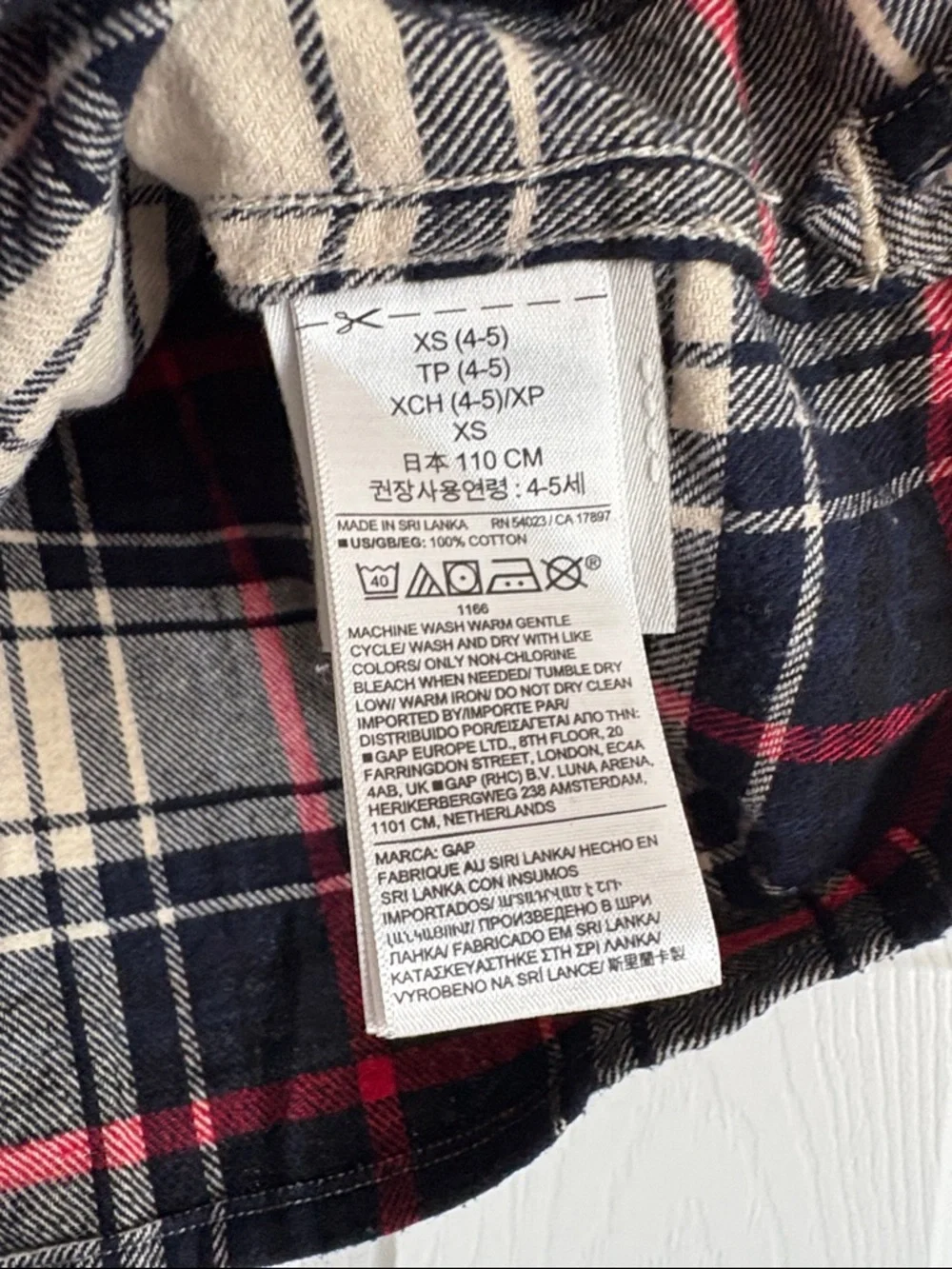 GAP Boys 4# Plaid Button-Down Flannel Shirt